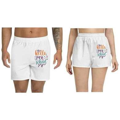 UDNAG Unisex Regular fit 'School | Hello pre schooll' Polyester Shorts [Size S/28In to XL/40In]