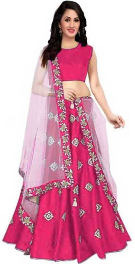 Zeel Clothing Women's Faux Silk Semi-stitched Lehenga Choli (7045-Yellow- Pink-New_Yellow & Pink_Free Size) : Amazon.in: Fashion