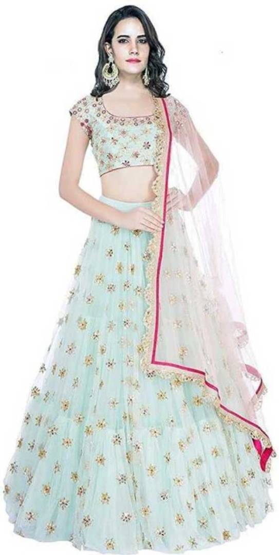 Ramcrupa Creation Women's Embrodered TAfeta Satin Silk Lehenga Choli