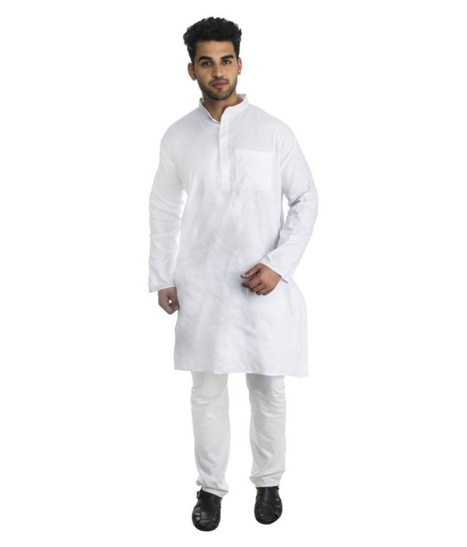 Men Khadi White Khadi Kurta