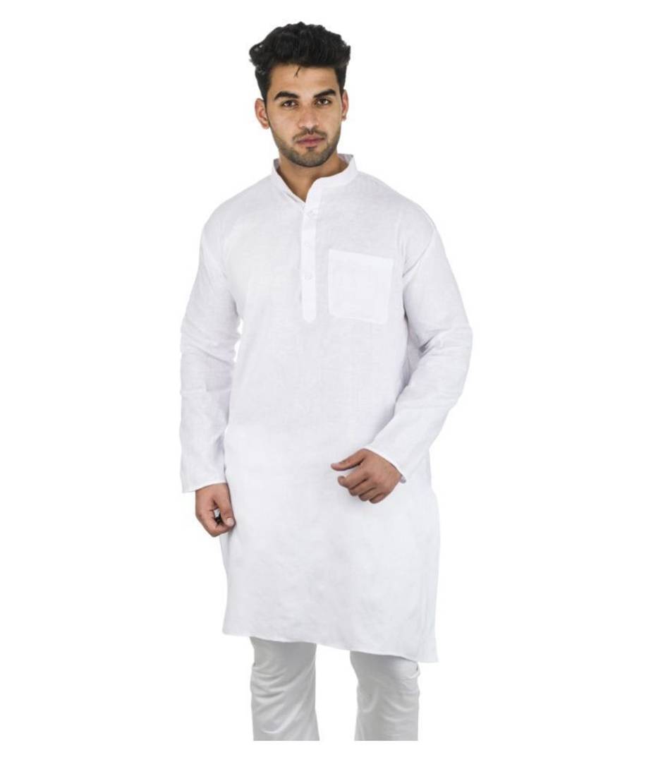 Men Khadi White Khadi Kurta