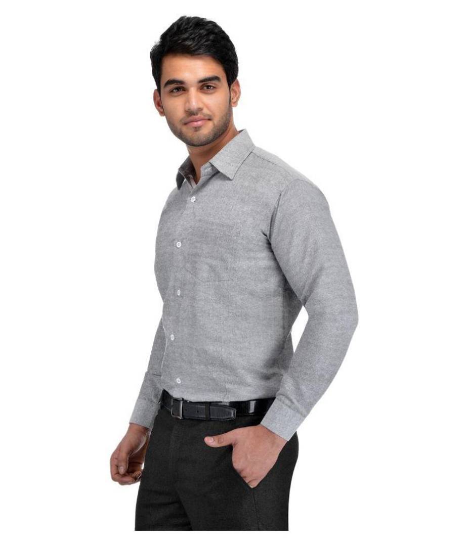 Men's Khadi Grey Formal Regular Fit Shirt