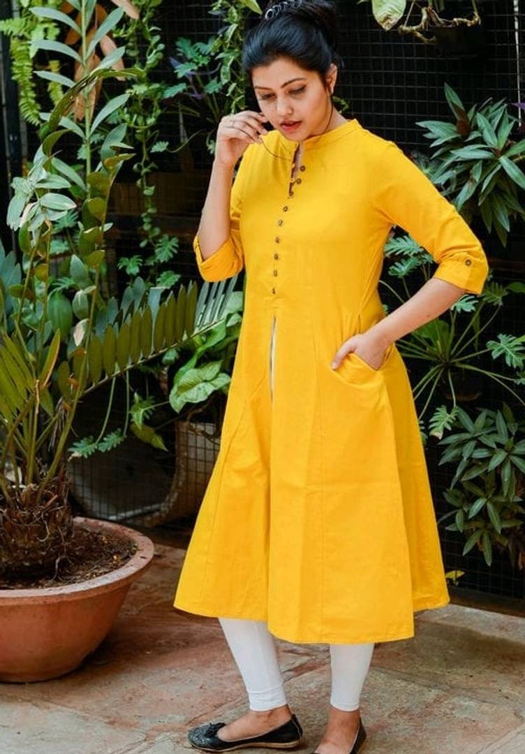 Women Self Design Cotton A-Line Kurta