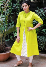 Load image into Gallery viewer, Women Self Design Cotton A-Line Kurta