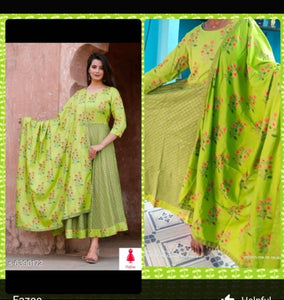 Stylish Rayon Digital Printed Gown with Dupatta For Women