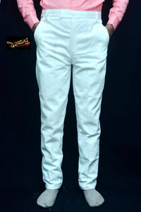 White Khadi Solid Trouser For Men's