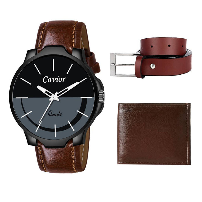 Stylish and Trendy Synthetic Starp Analog Watch with Belt & Wallet (Combo)