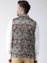 Load image into Gallery viewer, Elite Multicoloured Polyester Viscose Printed Ethnic Waistcoat For Men