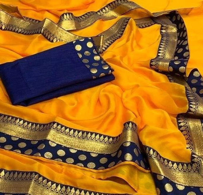 Trendy Cotton Silk Multicolored Saree With Blouse Piece