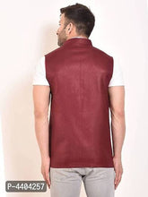 Load image into Gallery viewer, TRANOLI Fashionable Maroon Jute Solid Waistcoat For Men