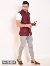 Load image into Gallery viewer, TRANOLI Fashionable Maroon Jute Solid Waistcoat For Men