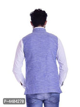 Load image into Gallery viewer, TRANOLI Fashionable Blue Khadi Cotton Solid Waistcoat For Men