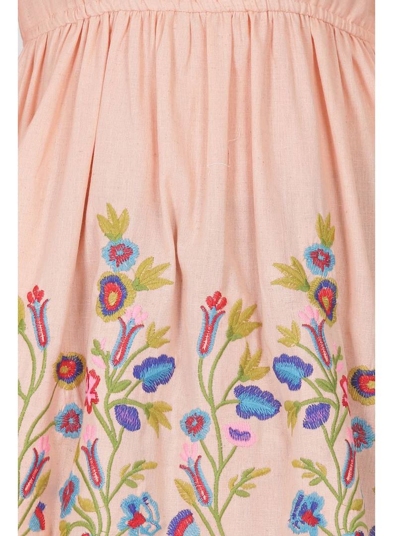 Elegant Rayon Peach Embroidered Top For Women