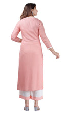 Load image into Gallery viewer, Elegant Pink Rayon Solid Kurta With Palazzo Set For Women