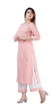 Load image into Gallery viewer, Elegant Pink Rayon Solid Kurta With Palazzo Set For Women