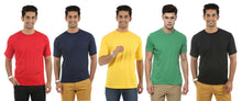 Load image into Gallery viewer, Men&#39;s Multicoloured Cotton Blend Solid Round Neck Tees (Pack of 5)