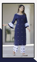 Load image into Gallery viewer, Stylish Rayon Embroidered Kurta And Palazzo Set For Women