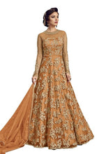 Load image into Gallery viewer, Yellow Color Net Embroidered  Anarkali Semi- Stitched Gown