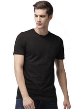 Load image into Gallery viewer, Stunning Black Cotton Solid Round Neck Tees For Men