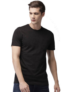 Stunning Black Cotton Solid Round Neck Tees For Men