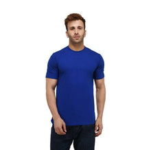 Load image into Gallery viewer, Stunning Blue Cotton Solid Round Neck Tees For Men