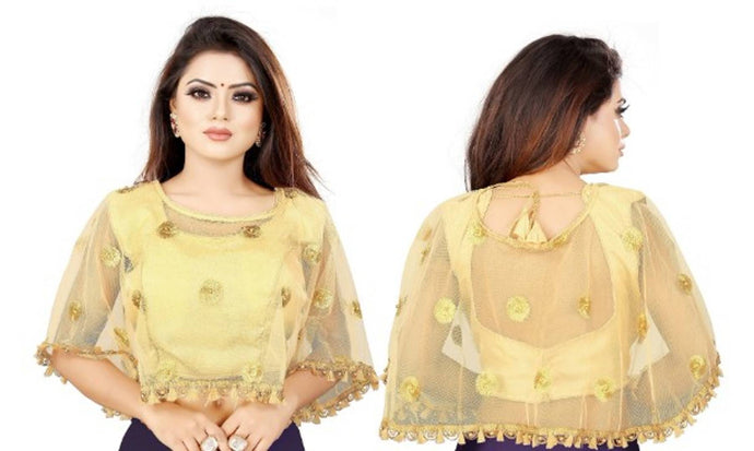Net Embroidered Pearl work Design blouse.