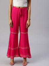 Load image into Gallery viewer, Stylish Pink Cotton Blend Solid Sharara For Women