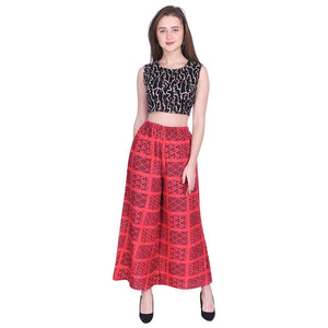 Fashionable Red Rayon Printed Palazzo For Women