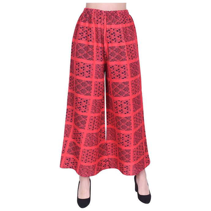 Fashionable Red Rayon Printed Palazzo For Women