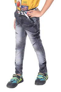 Qtsy Regular Fit Denim for Kids Stretchable Faded Jeans for Boys