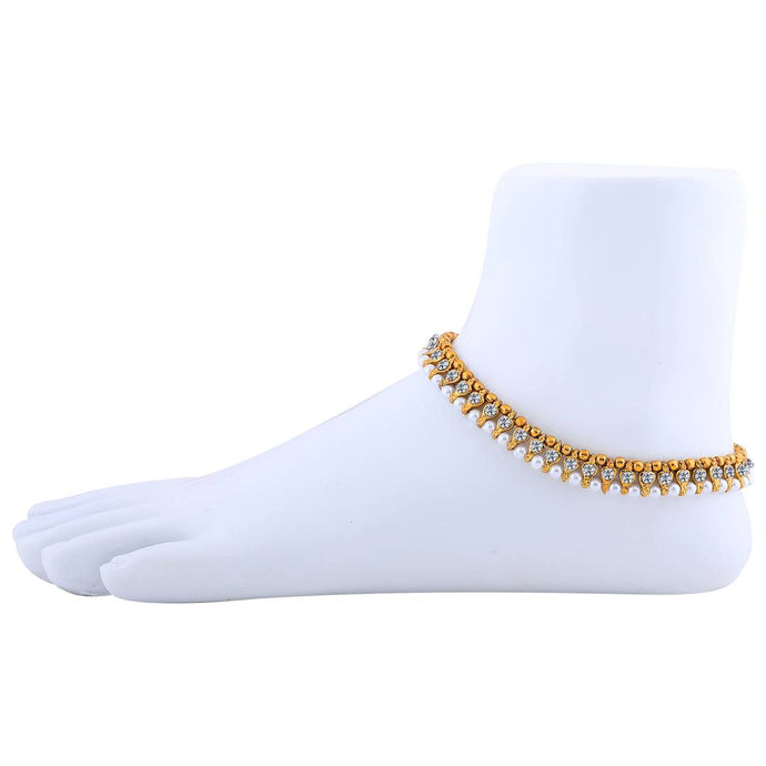 Designer Gold Plated Diamond Anklet For Women