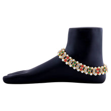 Load image into Gallery viewer, Gold Plated Attractive Designer Multi-Colour Kundan Anklet For Women