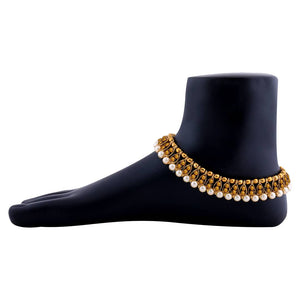 Antique Golden Kundan Anklet For Women