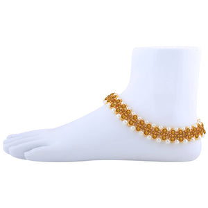 Gold Plated Attractive Designer Kundan Anklet For Women