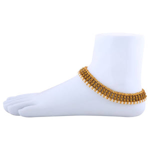 Gold Plated Designer Pearl Diamond Anklet For Women