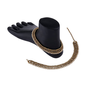 Gold Plated Designer Pearl Diamond Anklet For Women