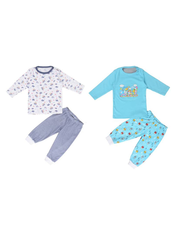 Adorable Cotton Multicoloured Printed T-Shirt And Trouser For Kids