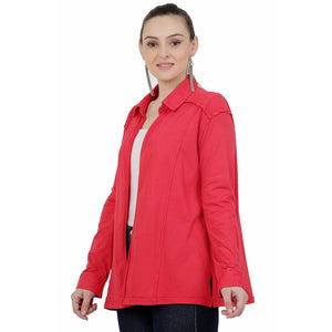 Women's Cotton Hosiery Red Casual Shrug
