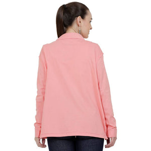 Women's Cotton Hosiery Light Pink Casual Shrug