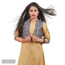 Load image into Gallery viewer, Fancy Beige Muslin Cotton Solid Kurta With Zarna Silk Attached Jacket For Women