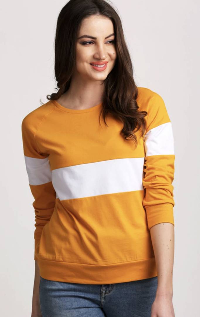 Stylish Yellow Solid Cotton Blend Tops For Women