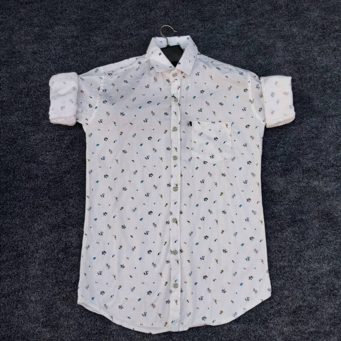 Stylish Cotton White Printed Long Sleeves Casual Shirt For Men