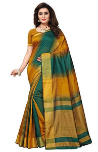 Combo of 3 Art Silk Multicolored Striped Sarees with Blouse piece