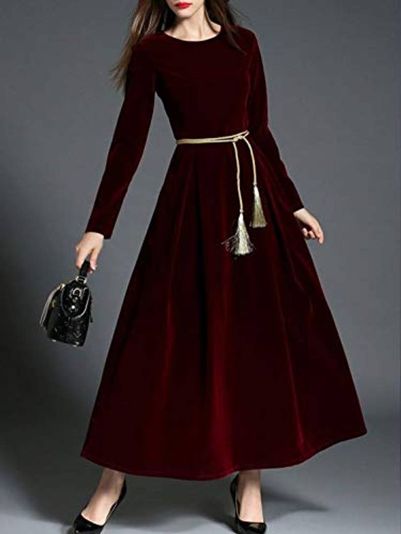 Maroon Velvet Long Indo Western Gown for Evening Party WJ66520
