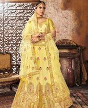 Load image into Gallery viewer, Yellow Silk Embroidered Lehenga Choli
