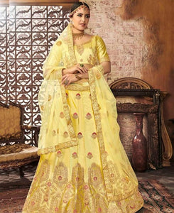 Yellow Silk Embroidered Lehenga Choli