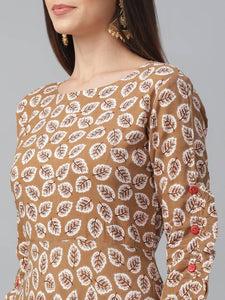 Stylish Rayon Brown Printed Gown