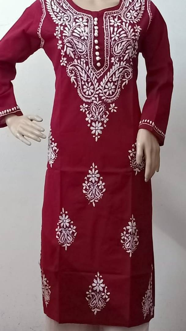 Stylish Cotton Chikankari Embroidered Kurta