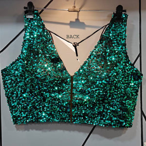 stylish sleevless sequin stich blouse