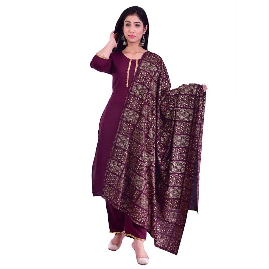Rayon Solid Kurta with Palazzo Dupatta set